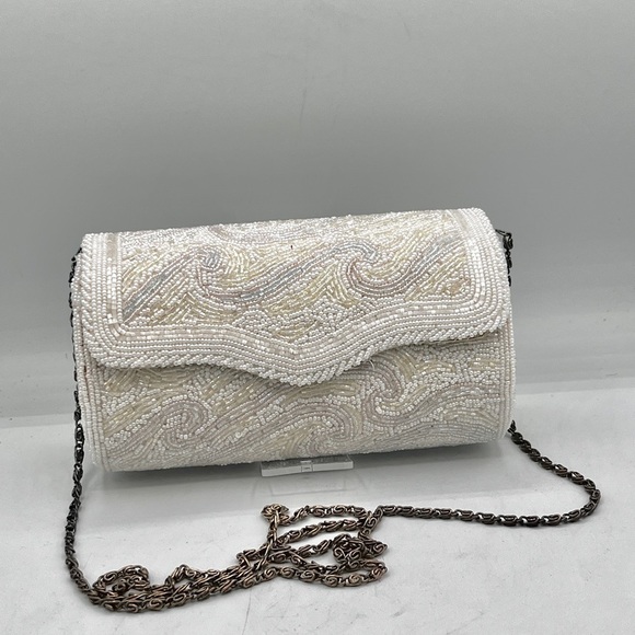 Vintage Delill Beaded Handbag Braided Chain Snap Close Evening Bag Prom Wedding - Picture 10 of 10